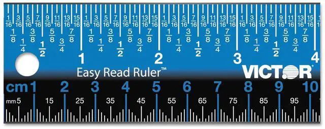 Alt view image 14 of 16 - Victor EZ18SBL Easy Read Stainless Steel Ruler Standard / Metric 18" Blue