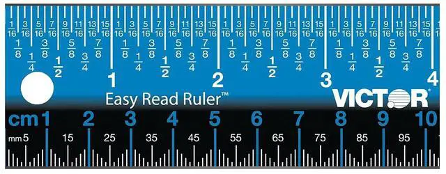 Alt view image 16 of 16 - Victor EZ18SBL Easy Read Stainless Steel Ruler Standard / Metric 18" Blue
