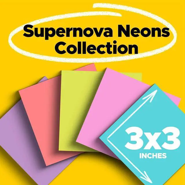 Alt view image 4 of 10 - Post-it Super Sticky Pads in Miami Colors 3 x 3 Miami 70/Pad 24 Pads/Pack