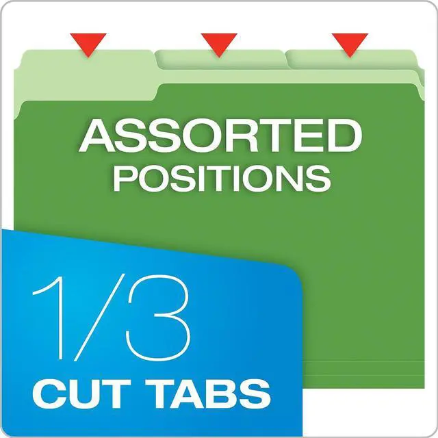 Alt view image 4 of 8 - Pendaflex Interior File Folders 1/3 Cut Top Tab Letter Bright Green 100/Box 421013BGR