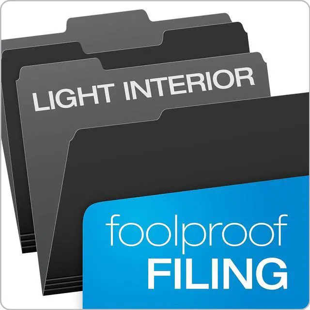 Alt view image 5 of 8 - Pendaflex Interior File Folders 1/3 Cut Top Tab Letter Black 100/Box 421013BLA