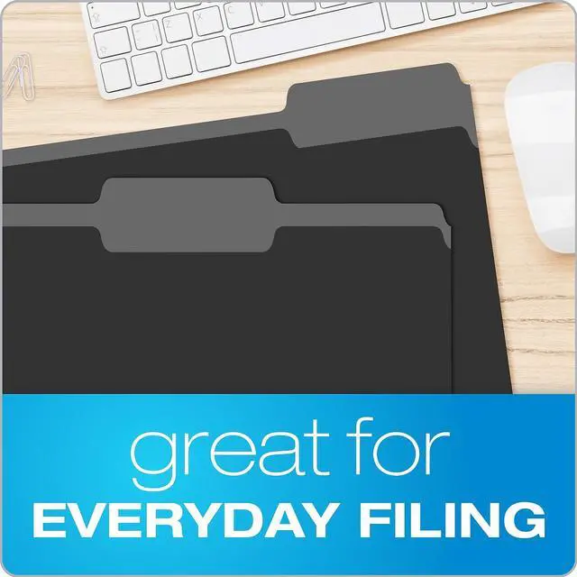 Alt view image 8 of 8 - Pendaflex Interior File Folders 1/3 Cut Top Tab Letter Black 100/Box 421013BLA