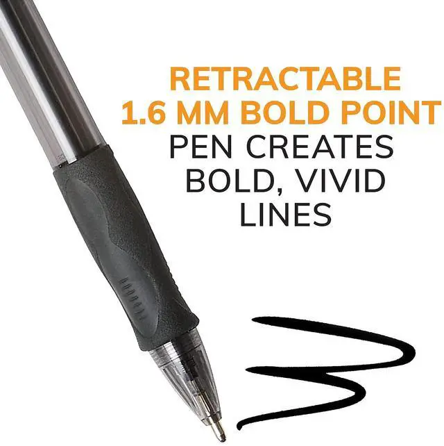 Alt view image 17 of 20 - BIC Velocity Retractable Ball Pen Black Ink 1.6 mm 36/Pack VLGB361BK