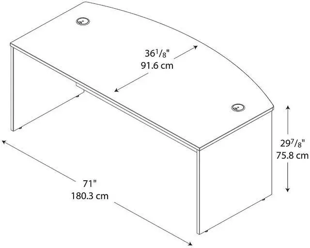 Alt view image 12 of 14 - Bush (BBF) - WC-24446 - Bush Furniture Wood Desk Shell with Bow Front - 72 - Hansen Cherry - Series C