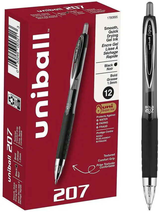 Main image of uni-ball 207 RT Retractable Gel Pens Bold Point Black Ink 344742