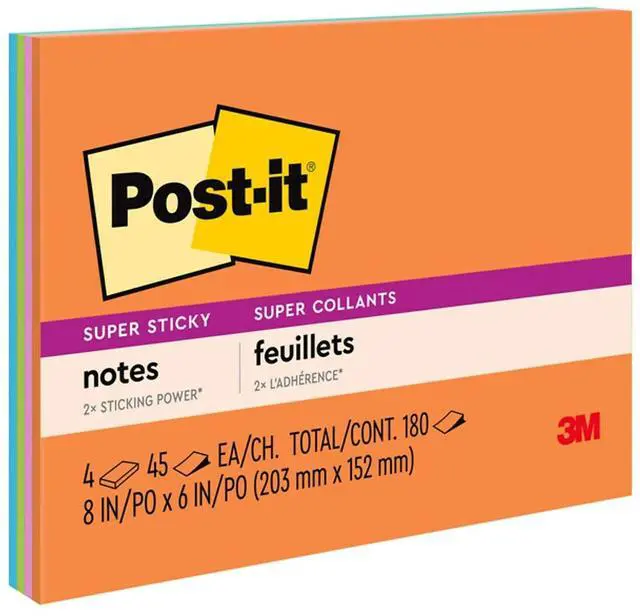 Main image of Post-it Super Sticky Meeting Notes in Rio de Janeiro Colors 8 x 6 45-Sheet 4