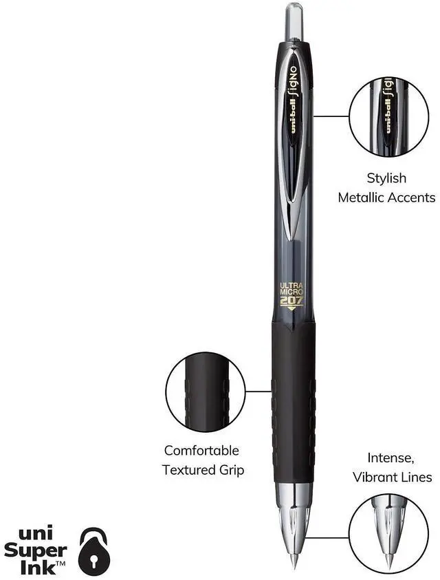 Alt view image 4 of 8 - uni-ball 1790922 207 GEL Pen, 0.38mm, Black