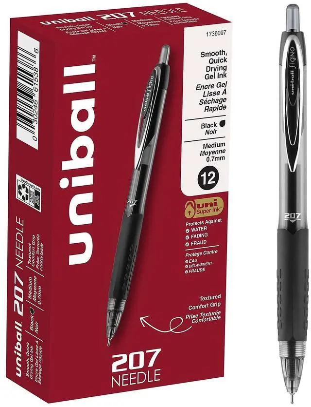 Main image of uni-ball 207 Needle Signo Retractable Gel Pens Medium Point 752362
