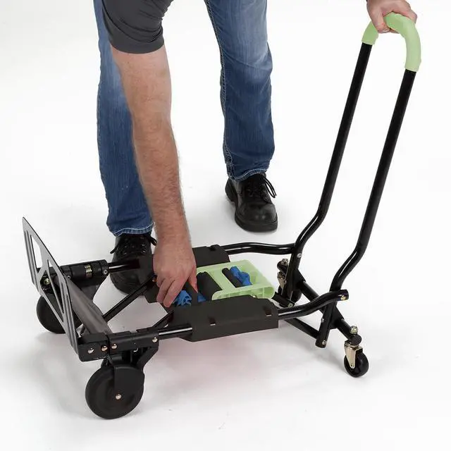 Alt view image 7 of 8 - Cosco 2-in-1 Multi-Position Hand Truck and Cart 16 5/8 x 12 3/4 x 49 1/4 Blue/Green 12222PBG1E