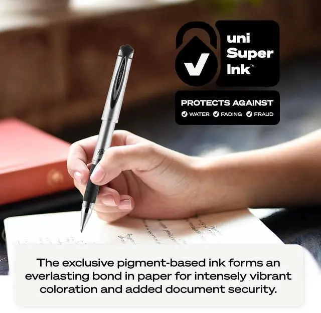 Alt view image 9 of 9 - uni-ball 207 Impact Stick Gel Pen Bold 1mm Red Ink Black Barrel 65802