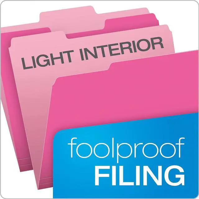 Alt view image 5 of 8 - Pendaflex Interior File Folders 1/3 Cut Top Tab Letter Pink 100/Box 421013PIN
