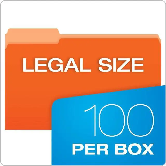 Alt view image 6 of 8 - Pendaflex Colored File Folders 1/3 Cut Top Tab Legal Orange/Light Orange 100/Box 15313ORA