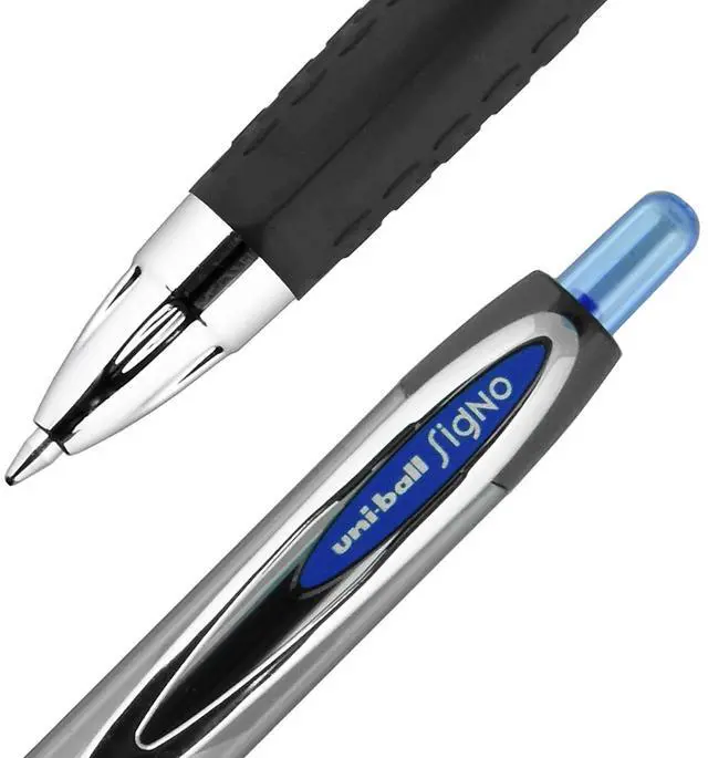 Alt view image 3 of 8 - Uni-ball Signo 207 Retractable Gel Pen Medium 0.7 mm Blue Ink 4/Pack 45532PP