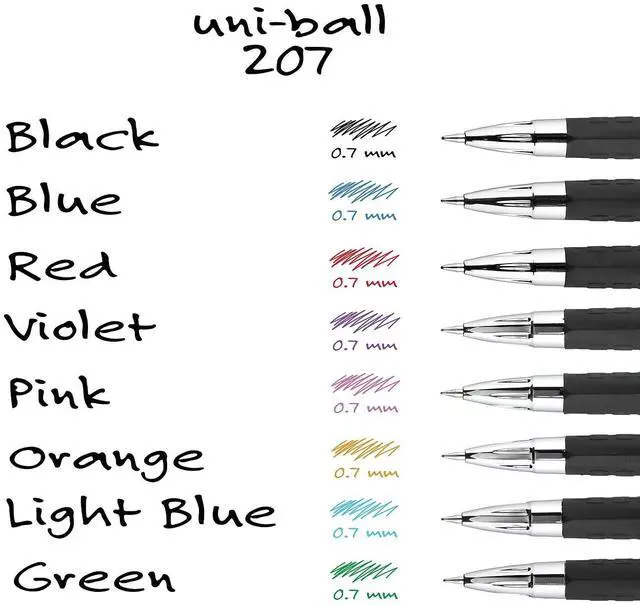 Alt view image 5 of 8 - Uni-ball Signo 207 Retractable Gel Pen Medium 0.7 mm Blue Ink 4/Pack 45532PP