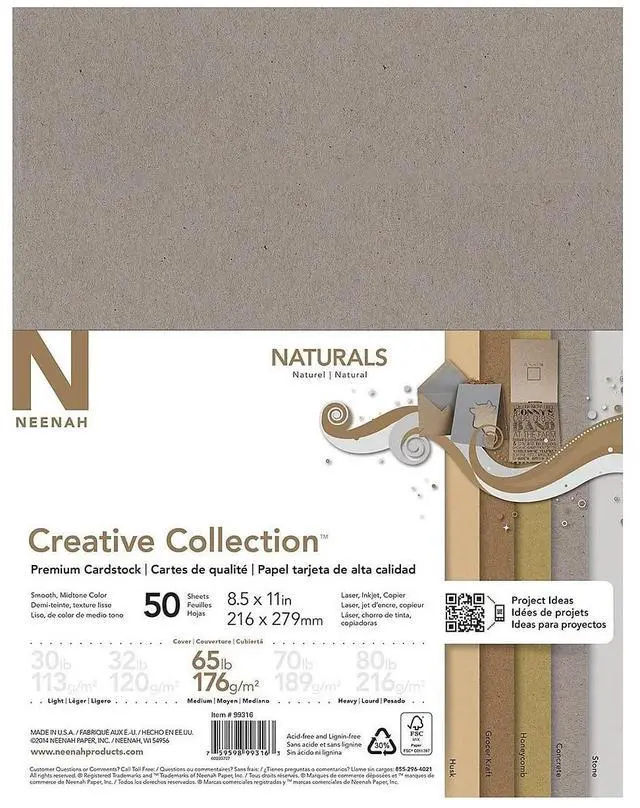 Alt view image 2 of 2 - Neenah Paper Creative Collection 65 lb. Cardstock Paper 8.5" x 11" Naturals 50 Sheets/Ream (99316MA)