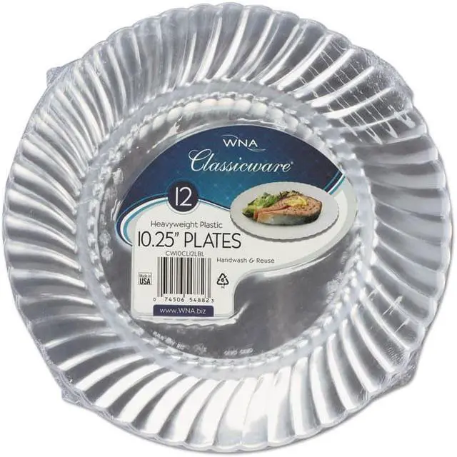 Main image of WNA RSCW101212PK Classicware Plastic Dinnerware Plates, 10 1/4-inch Dia, Clear, 12/Pack (WNARSCW101212PK)