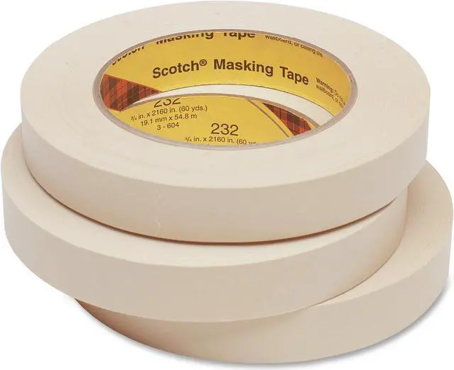 Alt view image 2 of 15 - Scotch High-Performance Masking Tape 232, 3" Core, 12 Mm X 55 M, Tan 23212