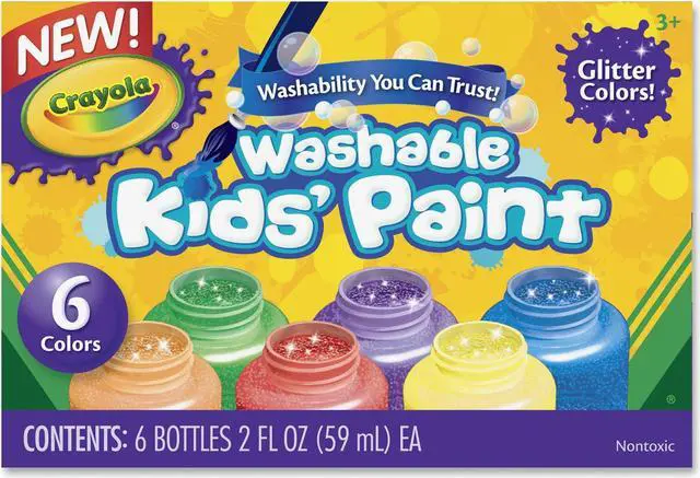Main image of Crayola 6-color Glitter Washable Kids Paint