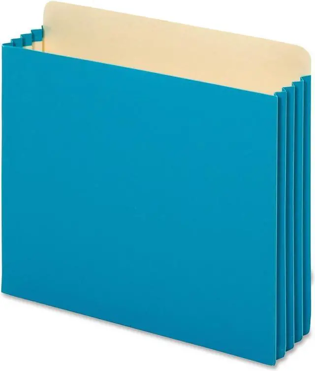 Alt view image 4 of 9 - 3 1/2 Inch Expansion File Pockets, Straight, Letter, Blue, 10/Box