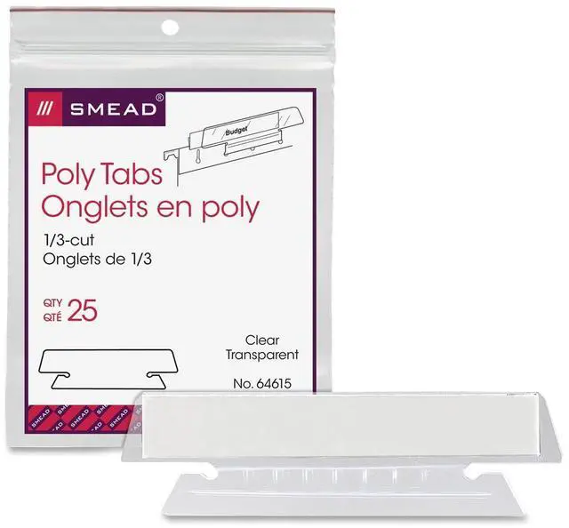 Main image of Smead 1/3 Cut Poly Hanging Folder Tabs