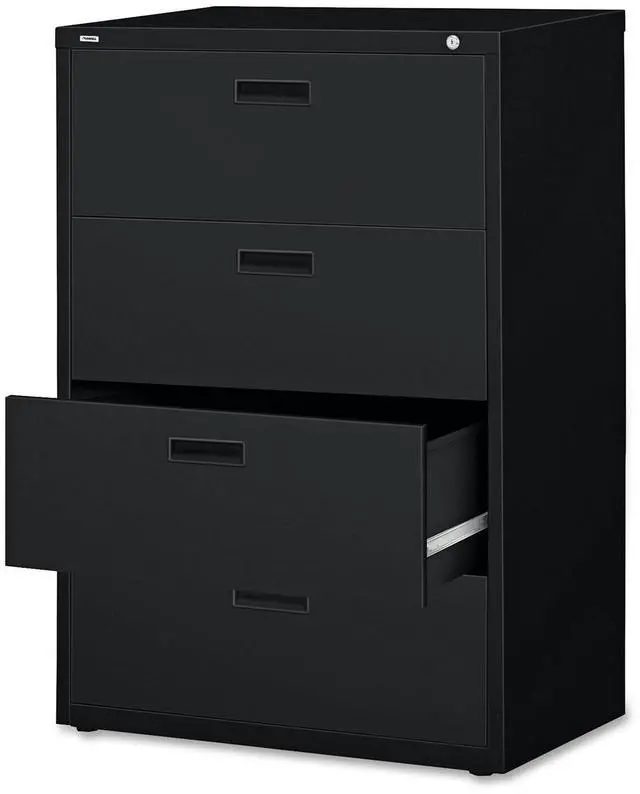 Alt view image 3 of 19 - Lorell Lateral File 4-Drawer 30"x18-5/8"x52-1/2" Black 60560