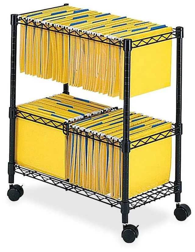 Alt view image 2 of 20 - Safco - 5278BL - Safco 2-Tier Rolling File Cart - 300 lb Capacity - 4 Casters - Steel - x 25.8 Width x 14 Depth x 29.8
