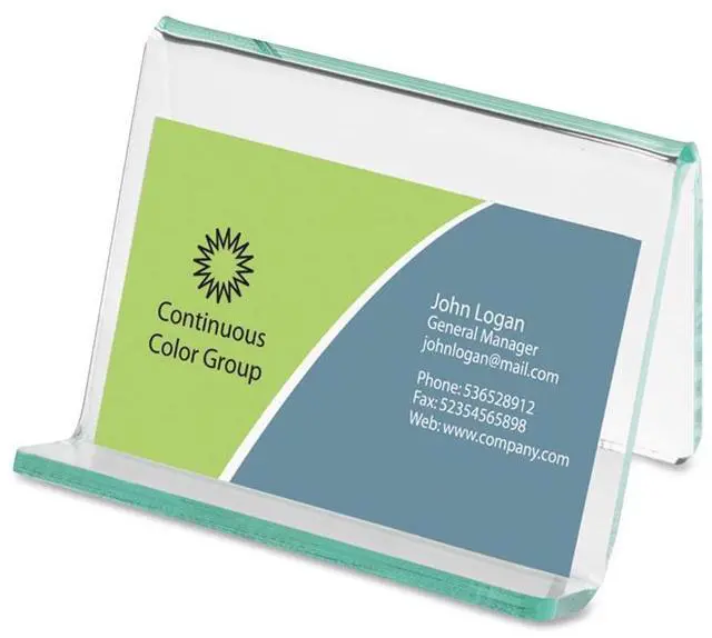 Alt view image 4 of 19 - Lorell Business Card Holder 3-1/4"x3"x2-5/8" Clear/Green 80657