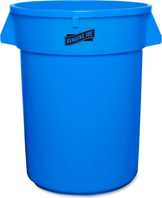 Alt view image 4 of 10 - Genuine Joe Trash Containers Heavy-duty 32 Gallon Blue 60464