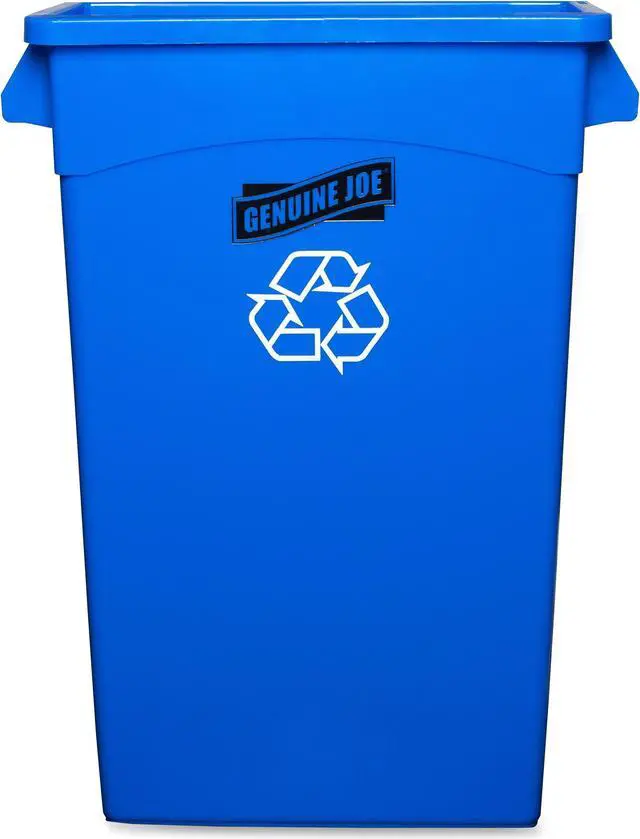 Alt view image 2 of 19 - Genuine Joe Recycling Container 23 Gallon 22-1/2"x11"x30" Blue 57258
