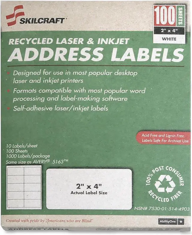 Main image of SKILCRAFT Laser/Inkjet Printer Address Labels