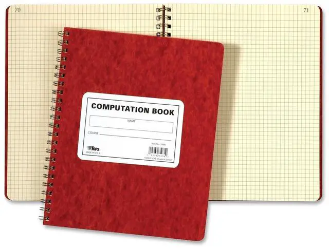 Main image of Tops Computation Notebk 4x4 Quad 76 Shts 11-3/4"x9-1/2" Red Cover 35061