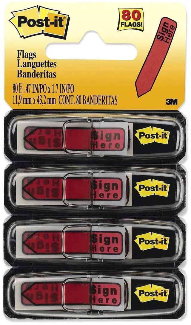Main image of 3M Post-it Red Arrow Printed Flags w/ Dispenser