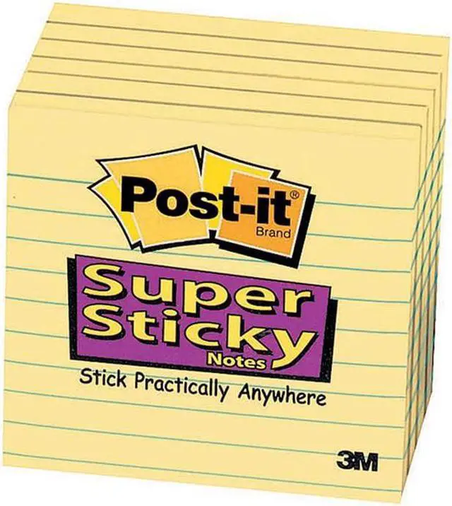 Main image of 3M Post-it Super Sticky Canary Yellow Lined Pads