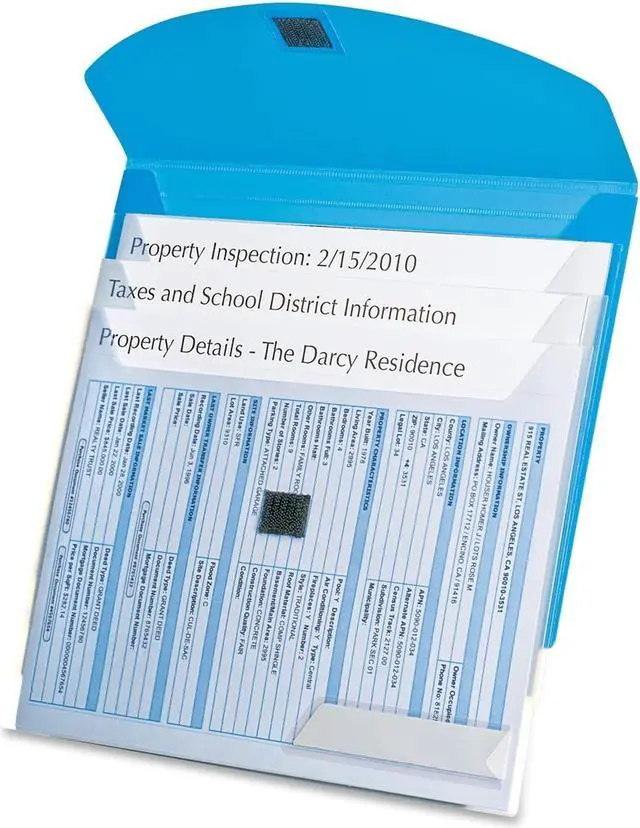 Alt view image 6 of 10 - Oxford 4-Pocket Envelope Folder 3-Hole Punched Letter Blue/Translucent 35103EE