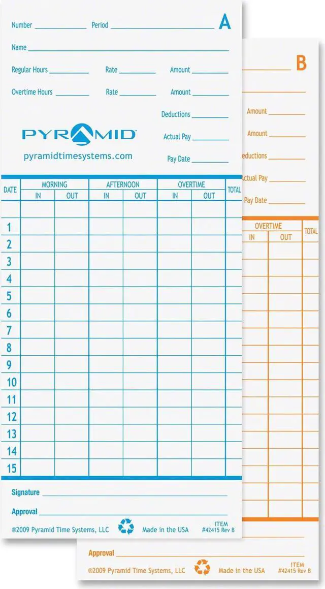 Alt view image 2 of 6 - PYRAMID 42415 Time Card,PK100