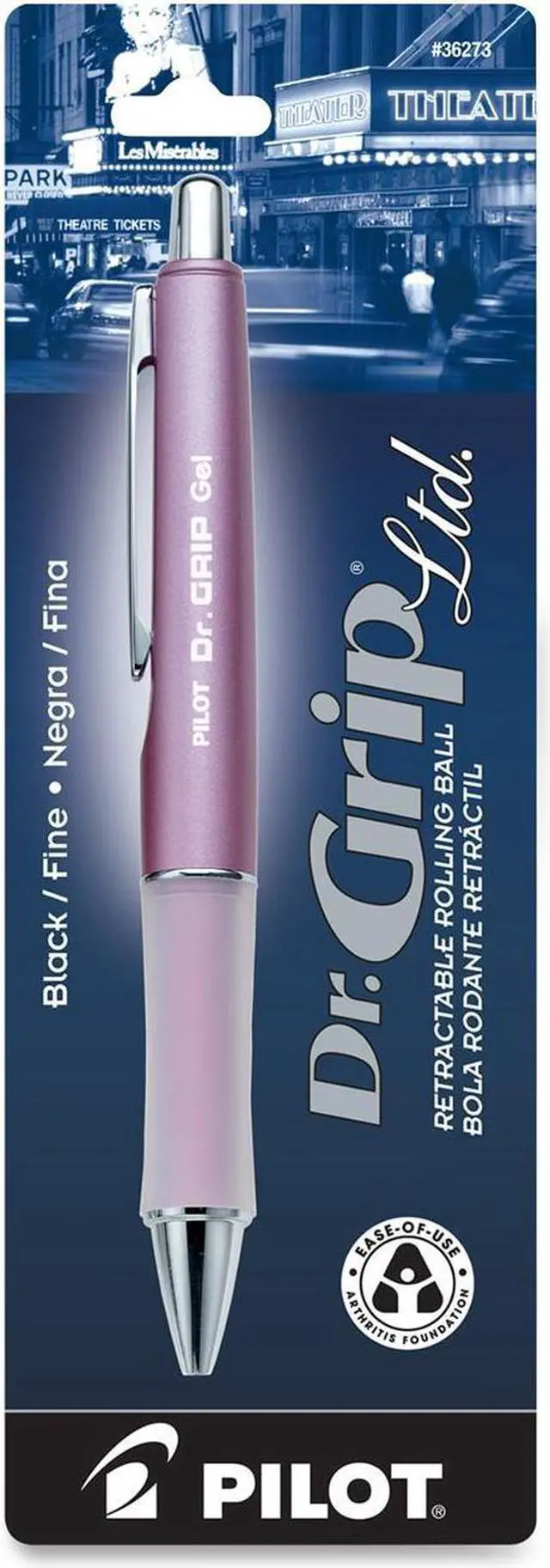 Alt view image 5 of 6 - Pilot Dr. Grip Roller Ball Retractable Gel Pen, Black Ink, Fine Point, 0.7 mm, Pink Barrel, EA - PIL36273