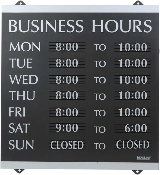 Alt view image 4 of 11 - Headline Sign Century Series Business Hours Sign Heavy-Duty Plastic 13 x 14 Black 4247