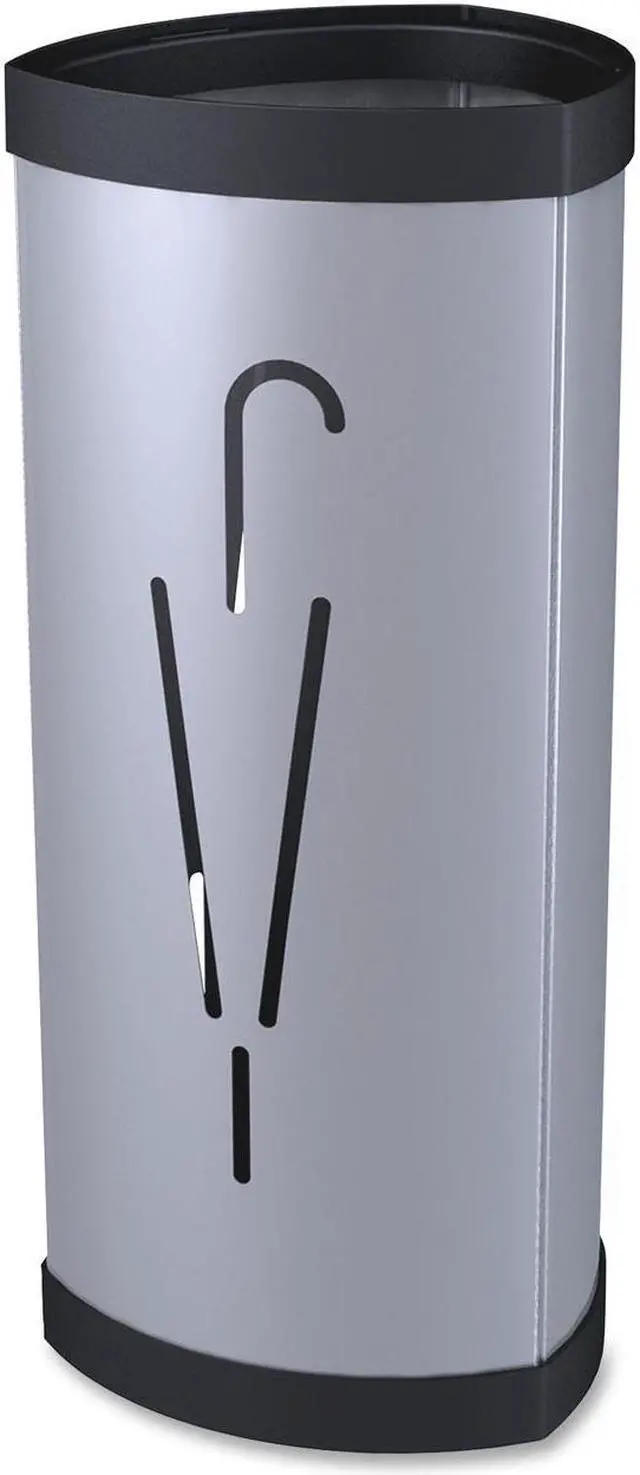 Alt view image 3 of 6 - Triangular Umbrella Stand, 10 1/4w x 10 1/4d x 23 2/3h, Silver/Black