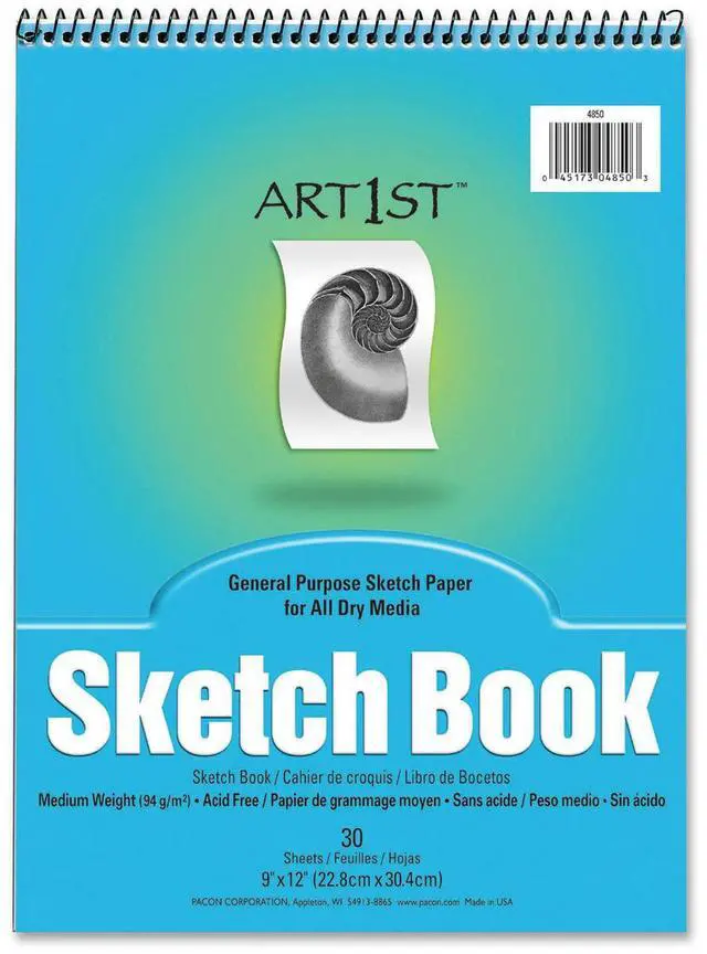 Main image of Pacon 4850 Art1st Sketch Book 30 Sheet - 94 g/m² Grammage - 9" x 12" - 30 / Pad - White Paper
