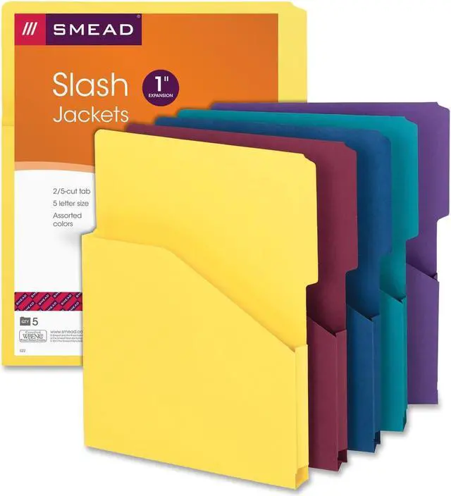 Alt view image 3 of 9 - Smead Slash Jackets 1" Expansn Letter 9-3/8"x11-1/2" 5/PK AST 75445