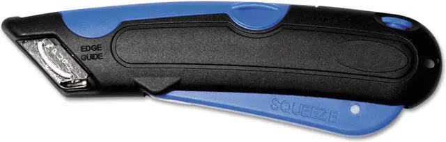 Main image of COSCO 091508 Easycut Cutter Knife w/Self-Retracting Safety-Tipped Blade- Black/Blue