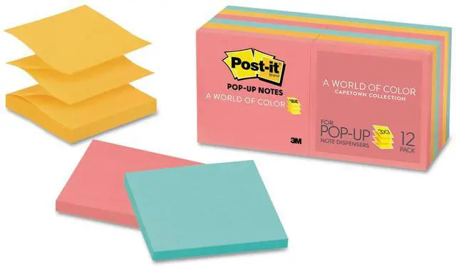 Alt view image 2 of 20 - 3M R33012AN Pop-Up Refills  3 x 3  Five Neon Colors  12 100-Sheets  Pads Pack