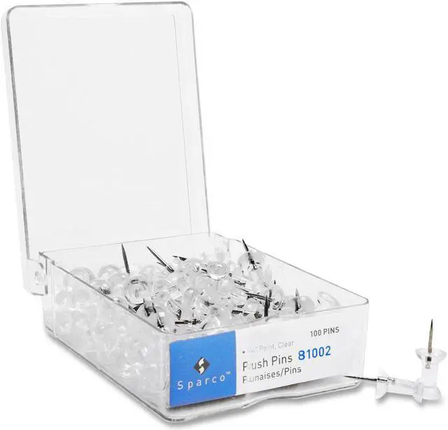 Main image of Pushpins 3/8" Point 1/2" Heads 100/BX Clear