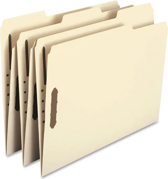 Alt view image 3 of 18 - Smead 1/3 Tab Cut Letter Recycled Fastener Folder - 8 1/2" x 11" - 2 x 2K Fastener(s) - Top Tab Location - Assorted Position Tab Position - Manila - Manila - 10% - 50 / Box