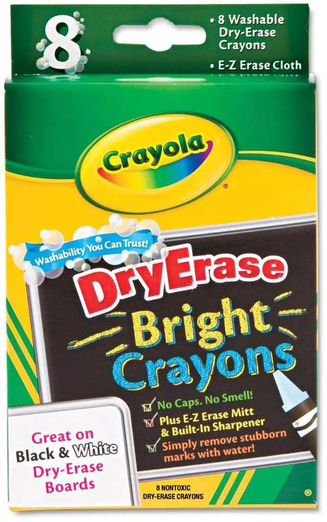 Alt view image 3 of 12 - Crayola Washable Dry-Erase Crayons-Bright 8/Pkg
