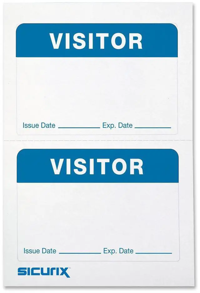 Alt view image 2 of 3 - Baumgartens Visitor Badge, 100/BX, White/Blue 67630