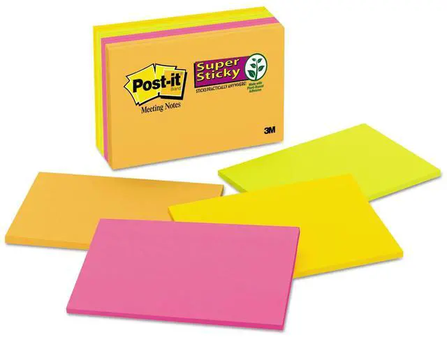 Alt view image 3 of 20 - Post-it Meeting Notes in Rio de Janeiro Colors 6 x 4 45-Sheet 8/Pack 6445SSP