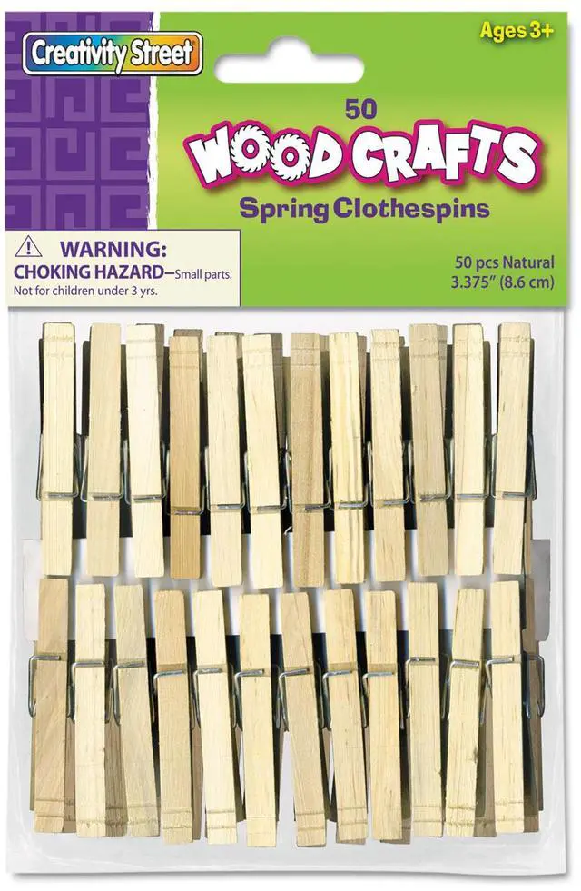 Alt view image 3 of 11 - Chenille Kraft 365801 Wood Spring Clothespins, 3 3/8 Length, 50 Clothespins/Pack