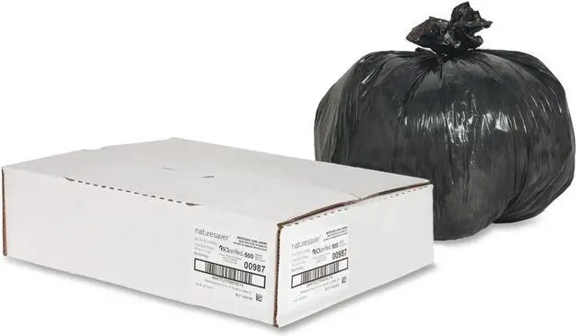 Alt view image 4 of 12 - Nature Saver Trash Can Liners Rcycld 7-10 Gal .65mil 24"x23" 500/BX BK 00987