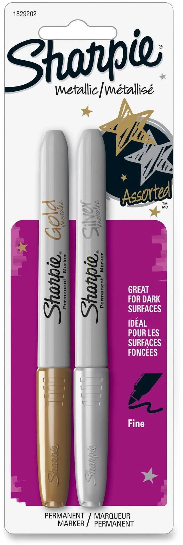 Main image of Sharpie Metallic Markers Fine Pt 2 Color/PK Gold/Silver 1829202